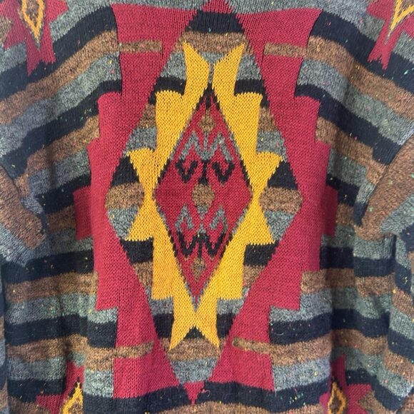 Vintage 80s Streetwear Navajo Western Knit Rainbow Sweater - Picture 5 of 7
